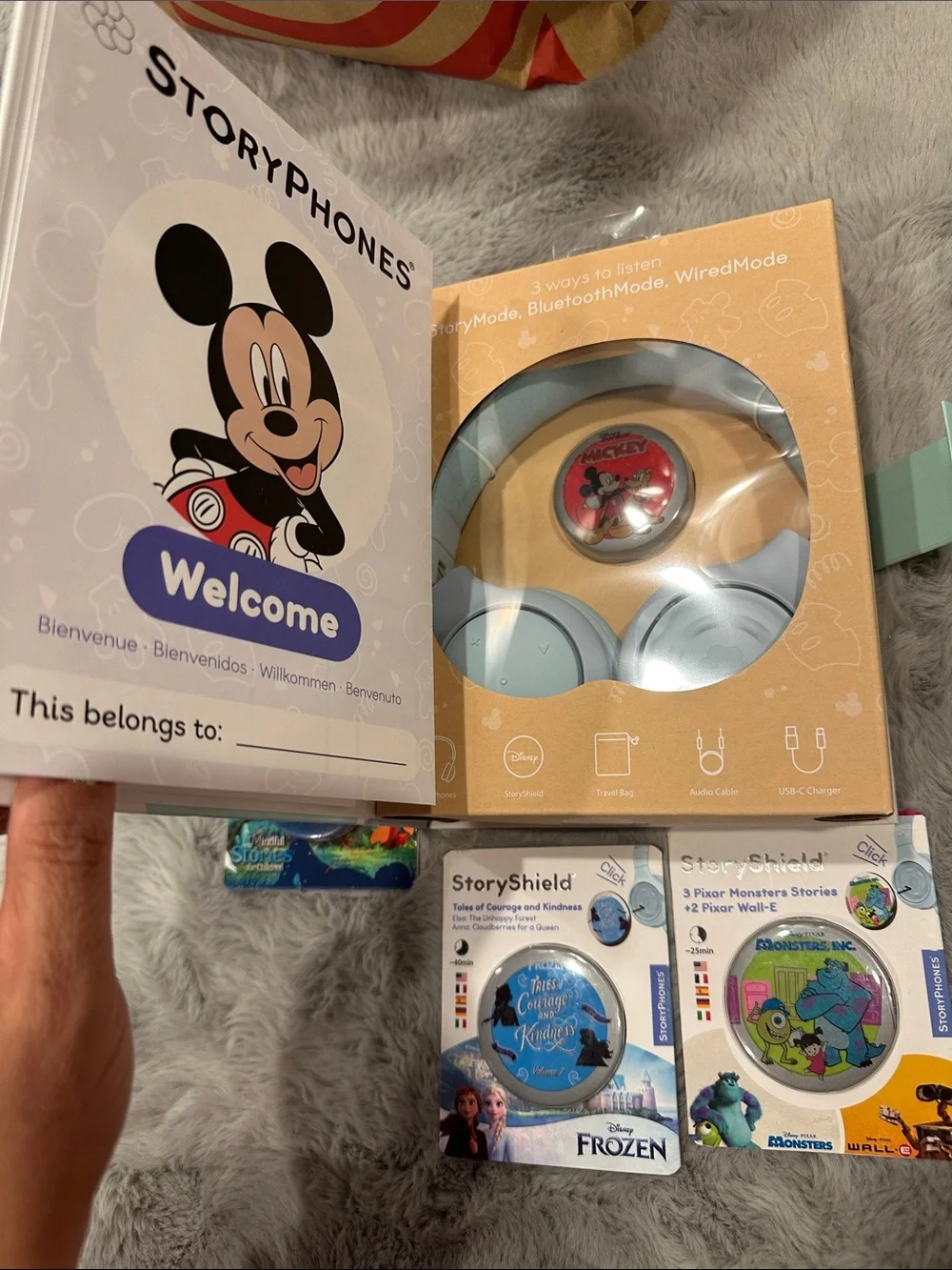 StoryPhones Kids Headphones in Light Blue with Disney Mickey Stories
